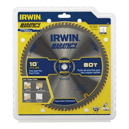 Irwin Marathon 10 in. Dia. x 5/8 in. Carbide Circular Saw Blade 80 teeth 1 (Best 10 Inch Saw Blade For Table Saw)