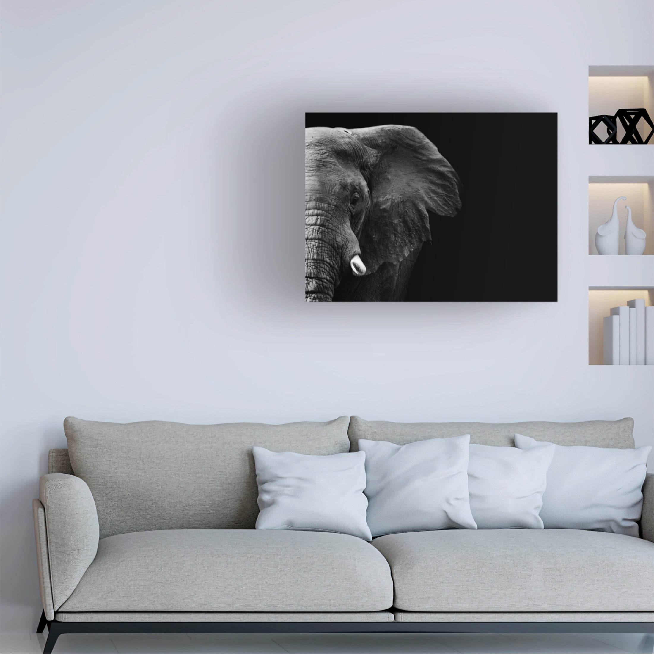 Canvas Wall Art - WildPhotoArt  'Elephant' Wall Art for Living Room, Bedroom, or Office Décor by Trademark Fine Art - 19 x 14 Inches