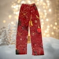 thumbnail image 2 of Women's Christmas Printed Plush Pants, Full Length Long Trousers for Winter Casual Wear, Soft and Warm Fleece Material with Festive Design for Women,Red,L, 2 of 4