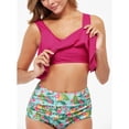 thumbnail image 6 of up to 30% off up to 60% off Gifts Usmixi Tankini Sets for Women 2 Pieces High Waist Tummy Control Modest Bathing Suits Sleeveless Crewneck Floral Print Swimwears Hot Pink S, 6 of 6