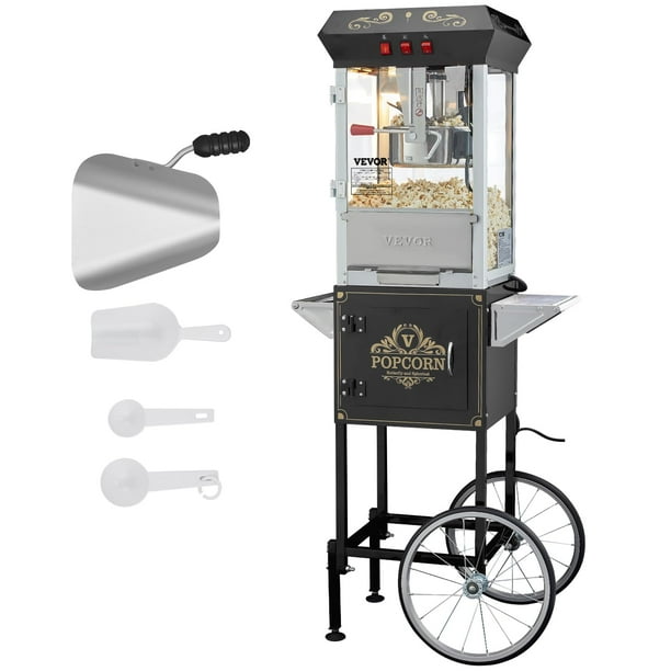 Máquina para hacer palomitas VEVOR 850 W con carrito de 8 litros, rinde 1,1 kg por lote