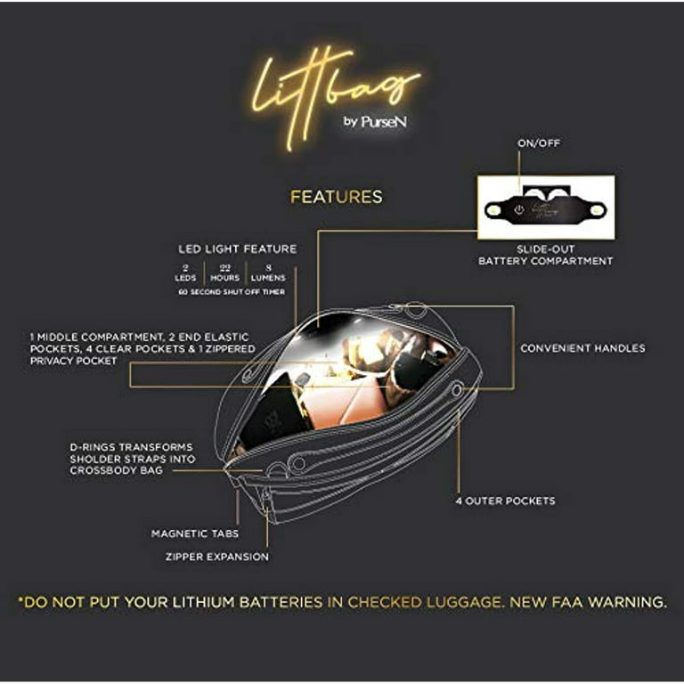 Pursen LittBag by LED Lighted Organizer Insert for Handbags Purses