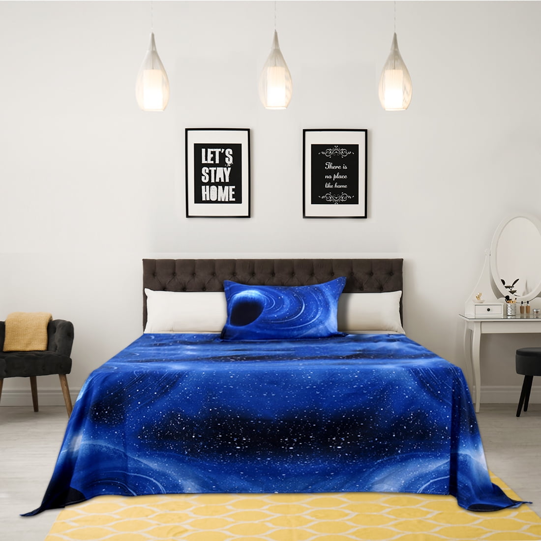 3pcs Galaxy Sheet Set Bedding Set with Pillow Cases Soft Bed Sheets