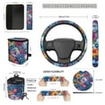 thumbnail image 3 of Jeiento Boho Mandala Flower 15 Pcs Car Seat Cover Set Included Coasters,Key Chains,Rear View Mirror Cover,Car Steering Cover,Car Seatbelt Cover,Car Vehicle Wheel Cover,Car Garbage Can Universal Fit, 3 of 7