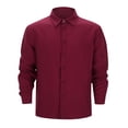 thumbnail image 2 of Camisa informal de lino para hombre con botones, manga larga y corte holgado, mezcla de poliéster para otoño, cuello en V, tallas S-XXXL, lavable a máquina, 2 of 8