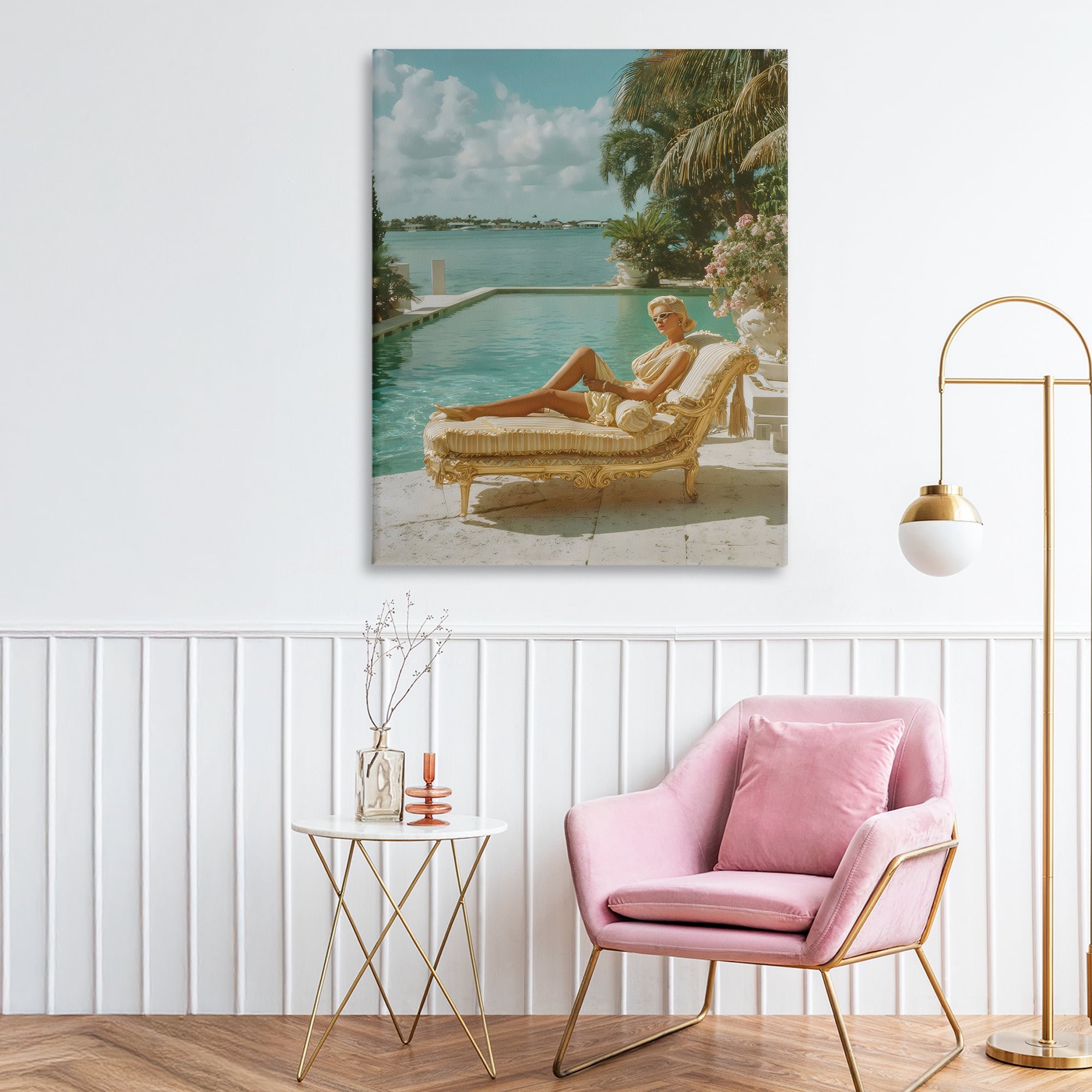 Stupell Industries Vintage Poolside Woman Canvas Wall Art, design by Franklyn Gregory