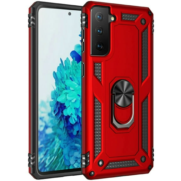 Designed for Samsung Galaxy S21 (6.2") Case Hybrid Durable 360 Degree Rotatable Ring Stand Holder Kickstand Fit Magnetic Car Mount Phone Case Cover [Red]