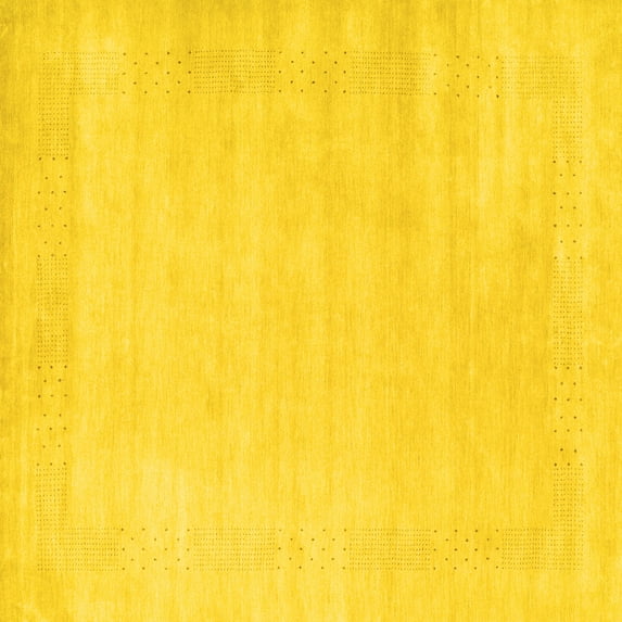 Ahgly Company Indoor Square Solid Yellow Modern Area Rugs, 3' Square