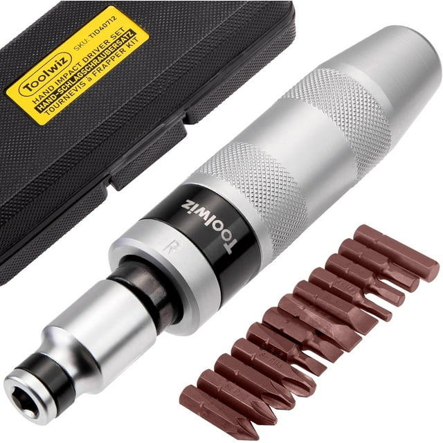 1/2" Hand Impact Screwdriver Set - 14 Pcs, Reversible Manual Impact Driver with S2 Steel Screwdriver Bits for Disengage Rusted Fasteners or Frozen Bolts