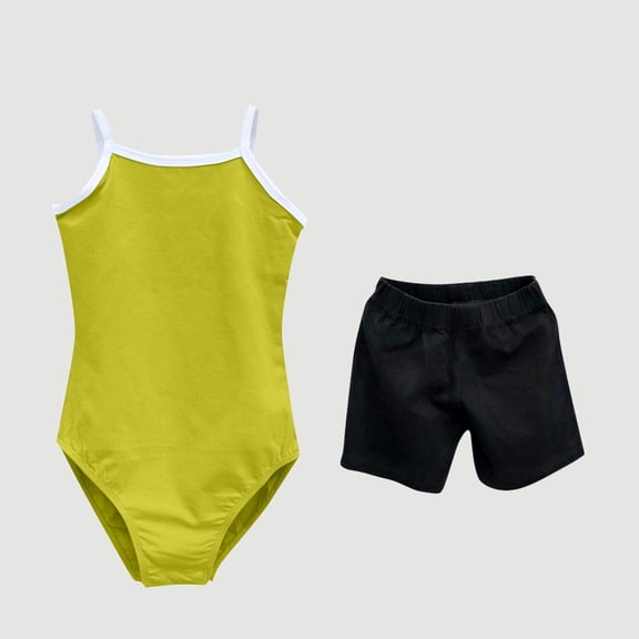 Chbgutlmr Toddler Onesie for Girls Dance Leotards Sleeveless Spaghetti Strap Cross Back Gymnastic Ballerina Outfits Jumpsuits with shorts