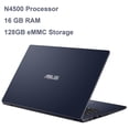thumbnail image 2 of ASUS 14.0" HD(1360 x 768 ) Student Laptop, Celeron N4500, 4GB DDR4 RAM, 128GB eMMC, 10hr Battery Life, W11H in S, Mode BLK, 2 of 5