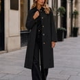 thumbnail image 2 of SHENGXINY Women's Long Button Trench Coat Lapel Lined Kneee Length Long Sleeve Windproof Outwears Casual Jacket for Work Daily Wear Fall Winter Black 2XL, 2 of 9