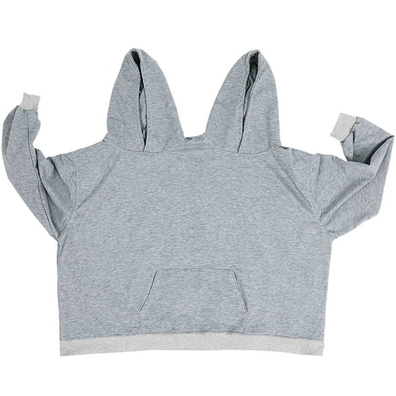 Pawsdot One Hoodie for Two People Grey Funny Oversize Couple Hooded Top