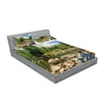 thumbnail image 2 of Ambesonne Nature Fitted Sheet & Pillow Sham Set, Yosemite Forest River, Queen, Green Blue, 2 of 2