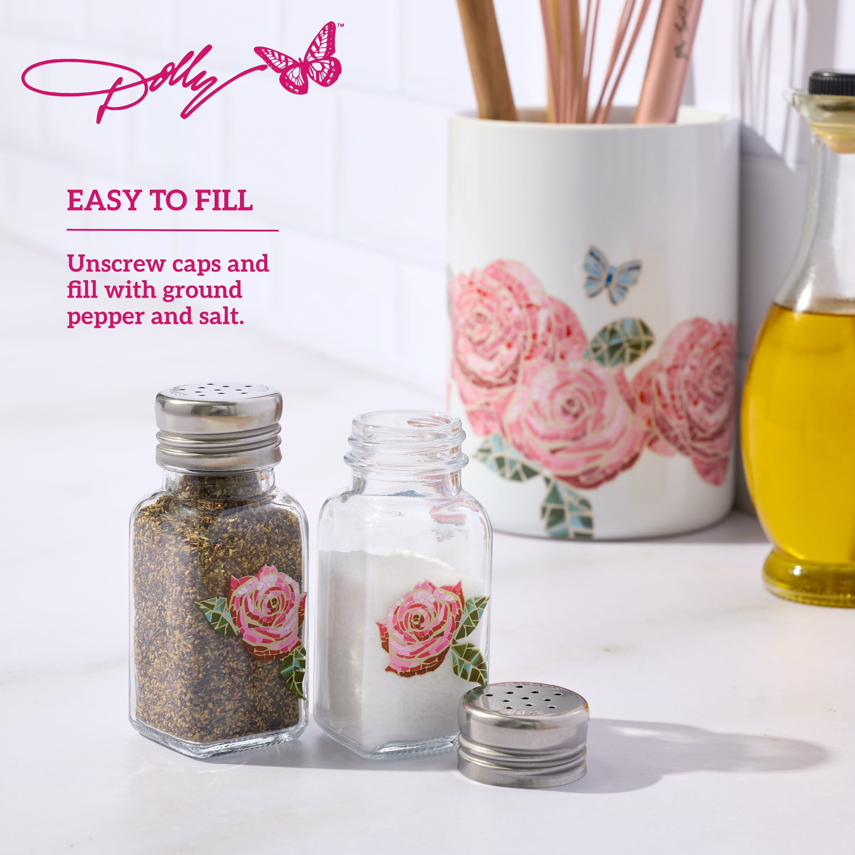 Dolly Parton Glass Blush Salt and Pepper Shakers