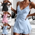 thumbnail image 2 of Women Sleepwear Silk Satin Lace Robe Dress Nightdress Ladies, 2 of 5