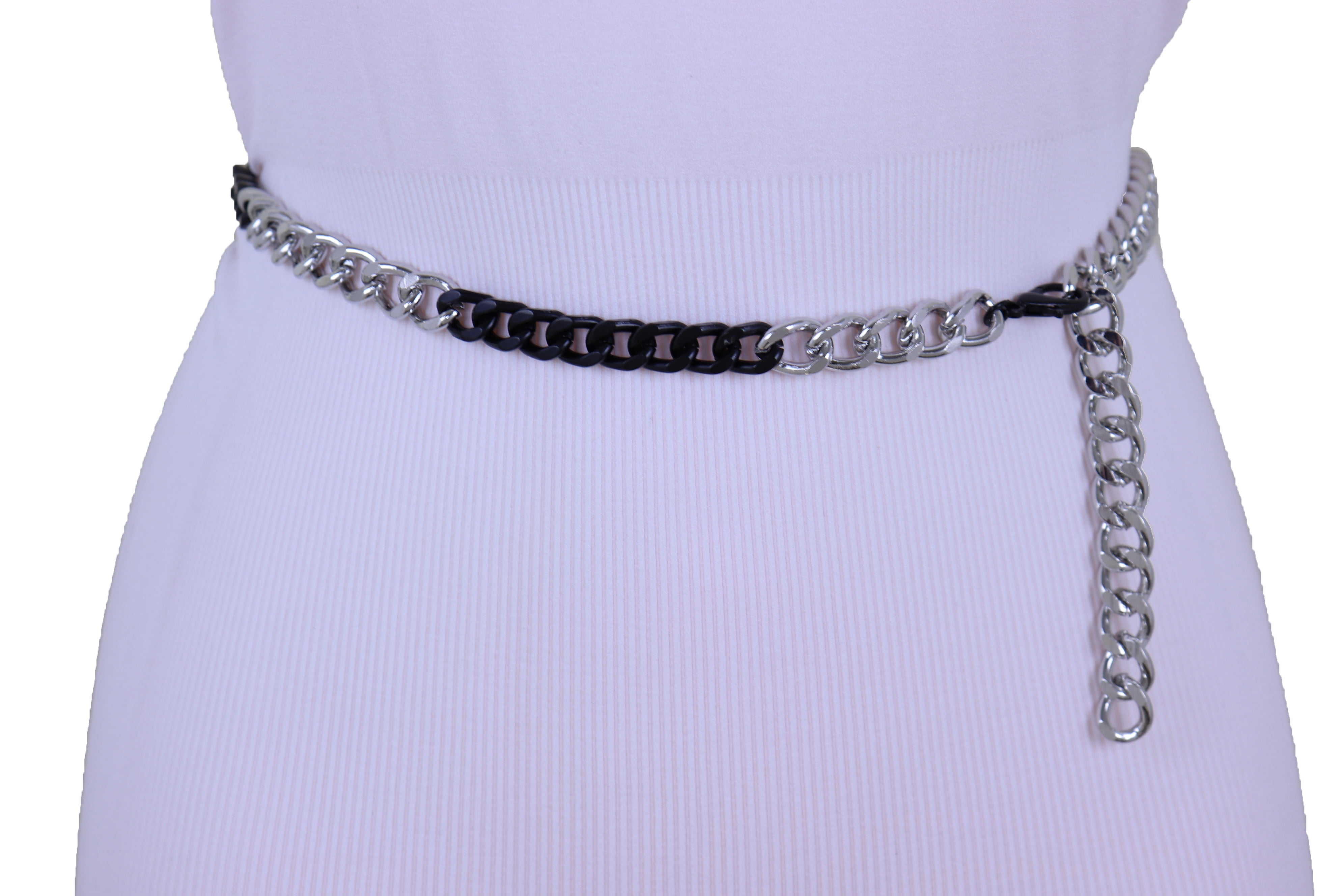 Women Dressy Fashion Belt Silver Metal Chain American Eagle Charms Plus M L XL 