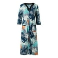 thumbnail image 3 of DHFJKG Women's Casual Robes Zipper Front Robe 3/4 Sleeve Loose Fit Bathrobe With Pockets Summer Soft Loungewear Trendy Home Clothes, 3 of 6