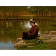 thumbnail image 2 of John George Brown 14x12 Black Ornate Wood Framed Double Matted Museum Art Print Titled: Waiting for a Bite, Central Park (circa 1886), 2 of 5