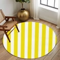 thumbnail image 3 of Yellow Striped Large Area Rugs for Bedroom Living Room, Soft Non Slip Carpet Bedside Rug, Modern Farmhouse Yellow White Stripes Round Floor Cover Kitchen Accent Rug 8' for Dining Room/Office, 3 of 9
