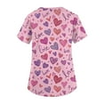 thumbnail image 4 of Valentines Scrubs Top for Women Hoilday Short Sleeve Cute Valentine Love Printed Scrub Shirts Casual V Neck Scrubs Nursing Uniform Medical Nurse Workwear with Pockets Purple 2XL, 4 of 5