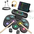 thumbnail image 3 of Burufy Electronic Drum Set for Kids Adults,9 Pads Portable Electronic Drum Pad Built-in Dual Bluetooth Speaker with Headset Jack/ Drumsticks/ Foot Pedals, Christmas Birthday Gift, 3 of 11