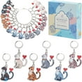 thumbnail image 2 of 1 Box 24Pcs Cute Crochet Markers Cat Stitch Marker Bulk Enamel Metal Love Cats Knit Silver Rings Clasps Knitting Charms for Jewelry Making Charms Handmade Supplies Crafts Accessories Women, 2 of 5