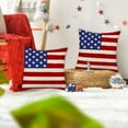 thumbnail image 3 of 4th of July Star Striped USA Flag Pillow Covers 20x20 Set of 2, Retro American Flag Decorations Throw Pillows Patriotic Memorial Day Outdoors Decorative Linen Cushion Case for Home Office, 3 of 5