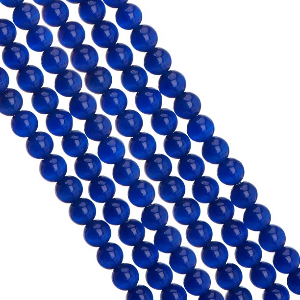 147 cuentas de vidrio con forma de ojo de gato de 8 mm, redondas, espaciadoras, sueltas, para pulseras, collares, pendientes y bisutería, color azul oscuro.