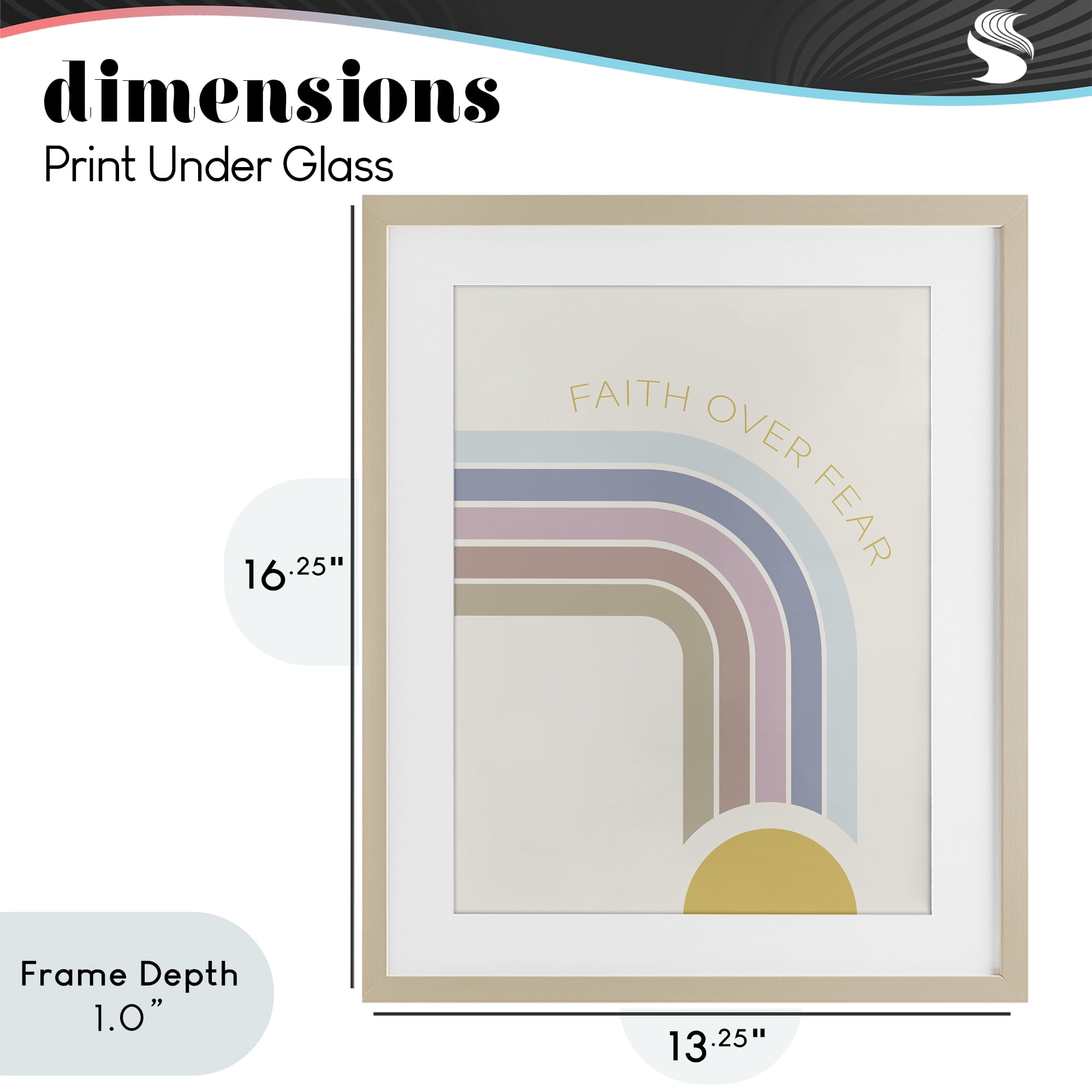 Stupell Industries Faith Over Fear Rainbow Birch Framed Print Under Glass, design by SD Graphics Studio