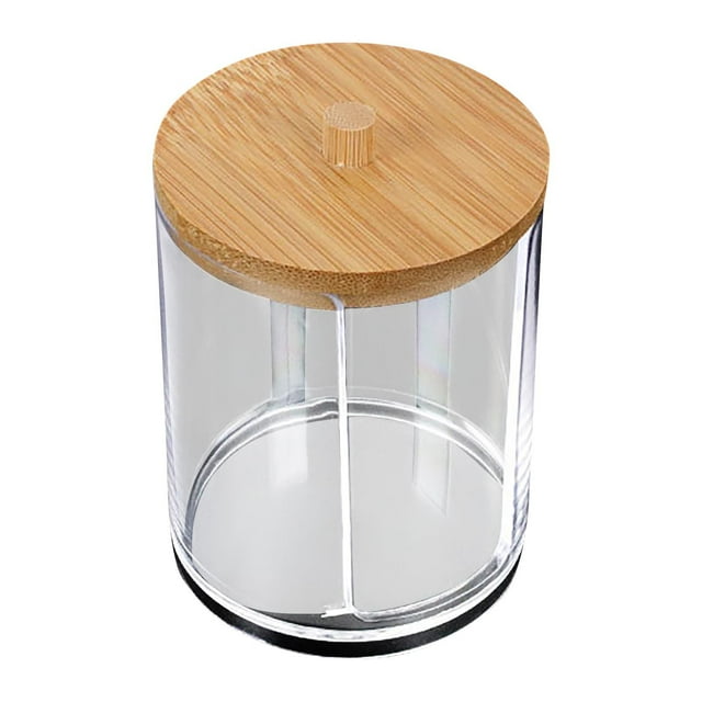 Fiudx Caja de Algodón Cosmético, Tarro de Almacenamiento con Tapa Transparente, Contenedor Apilable para Condimentos, Organizador de Escritorio para Baño, Diseño Compacto, Elegante Estelo Europeo, Fá