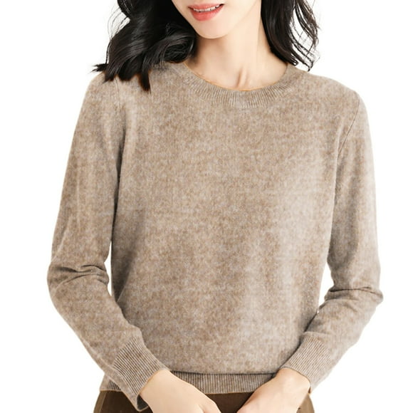 DondPO Hoodies for Women Sweaters for Women Women's Sweater Crew Neck Long Sleeve Soft Pullover Sweater Sweatshirt for Women Oversized Sweatshirt for Women Brown XL Clearance！
