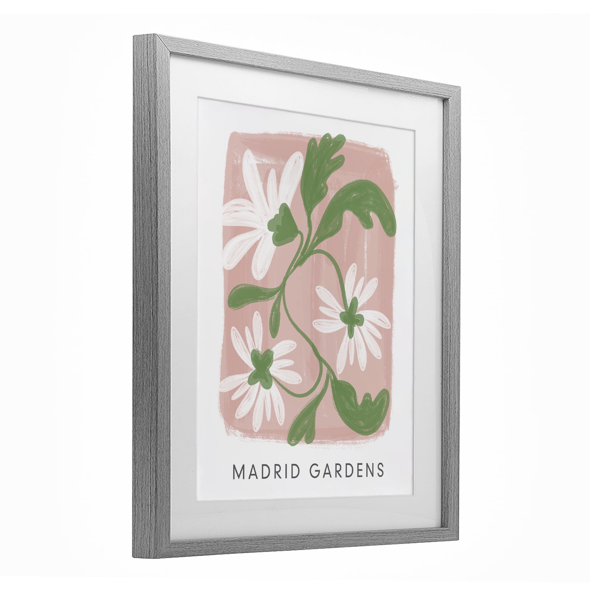 Stupell Industries Madrid Gardens Pastel Blooms Gray Framed Print Under Glass, design by Lucille Price