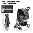 thumbnail image 4 of Pet Stroller (Dot Black) Dog Cat Small Animals Carrier Cage 4 Wheels Folding Flexible Easy to Carry for Jogger Jogging Walking Travel Up to 30 Pounds with Sun Shade Cup Holder Mesh Window, 4 of 10