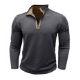 thumbnail image 2 of guisaled Mens Vintage Sweatshirts Solid Color Light Casual Pullover Tops Long Sleeve Half Zip Stand Collar Patterned Casual Sweatshir, 2 of 6