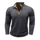 thumbnail image 3 of Blusa y camisa de manga larga con cuello alto para hombre, informal, de color liso, con cremallera, de poliéster, 3 of 6