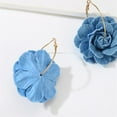 thumbnail image 5 of Camellia Flower Dangle Earrings for Women Cowboy Statement Big Exaggerated Fabric Hoop Huggie Blue Floral Studs Gold Plated Long Drop Dangling Earring Fashion Jewelry Gifts, 5 of 6