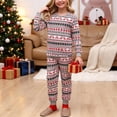 thumbnail image 3 of KICILVS Matching Christmas Pjs for Family Deer Snowflake Print Pajama Set Long Sleeve Round Neck Tops and Pants Holiday Family Sleepwear, 3 of 8