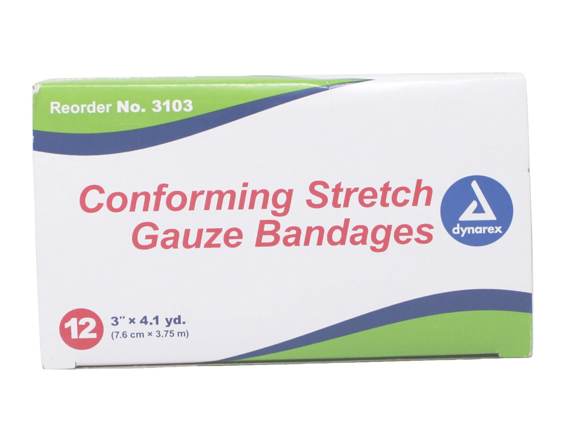 Dynarex Conforming Stretch Gauze Bandage, 3 Inches x 4.1 Yards, 96 Count
