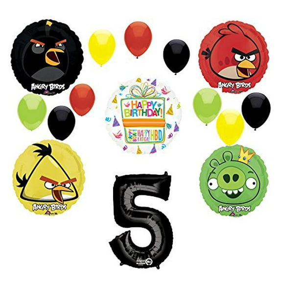 Angry Birds Party Supplies 5th Birthday Balloon Bouquet Decorations