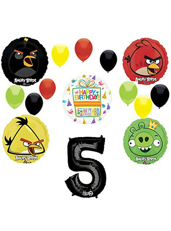 Angry Birds Party Supplies 5th Birthday Balloon Bouquet Decorations