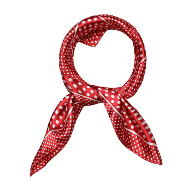 INSPIRAR CHIC Pañuelo Cuadrado para Mujeres con Estampado Floral, Leopardo, Lunares y Rayas, Bufanda Roja con Lunares 19.68 x 19.68''
