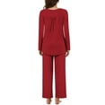 thumbnail image 4 of VBTAPA Womens 2 Piece Pajama Sets Solid Color Pleated Tunic Tops and Pants Matching Lounge Set Loose Comfy Sleepwear Soft Nightwear Daily Deals Clearance Red XXXL, 4 of 8