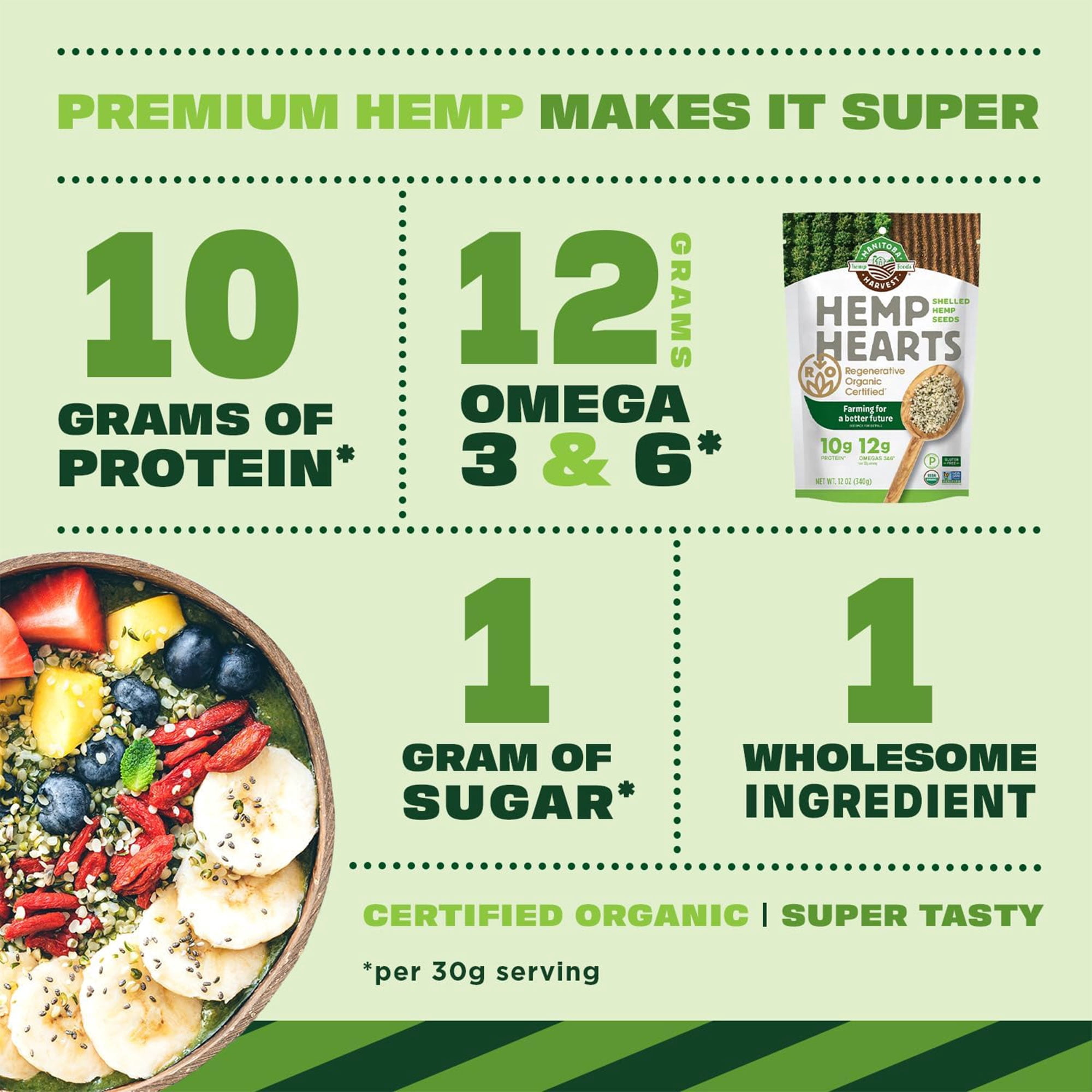 Manitoba Harvest Regenerative Organic Hemp Hearts, 12 oz