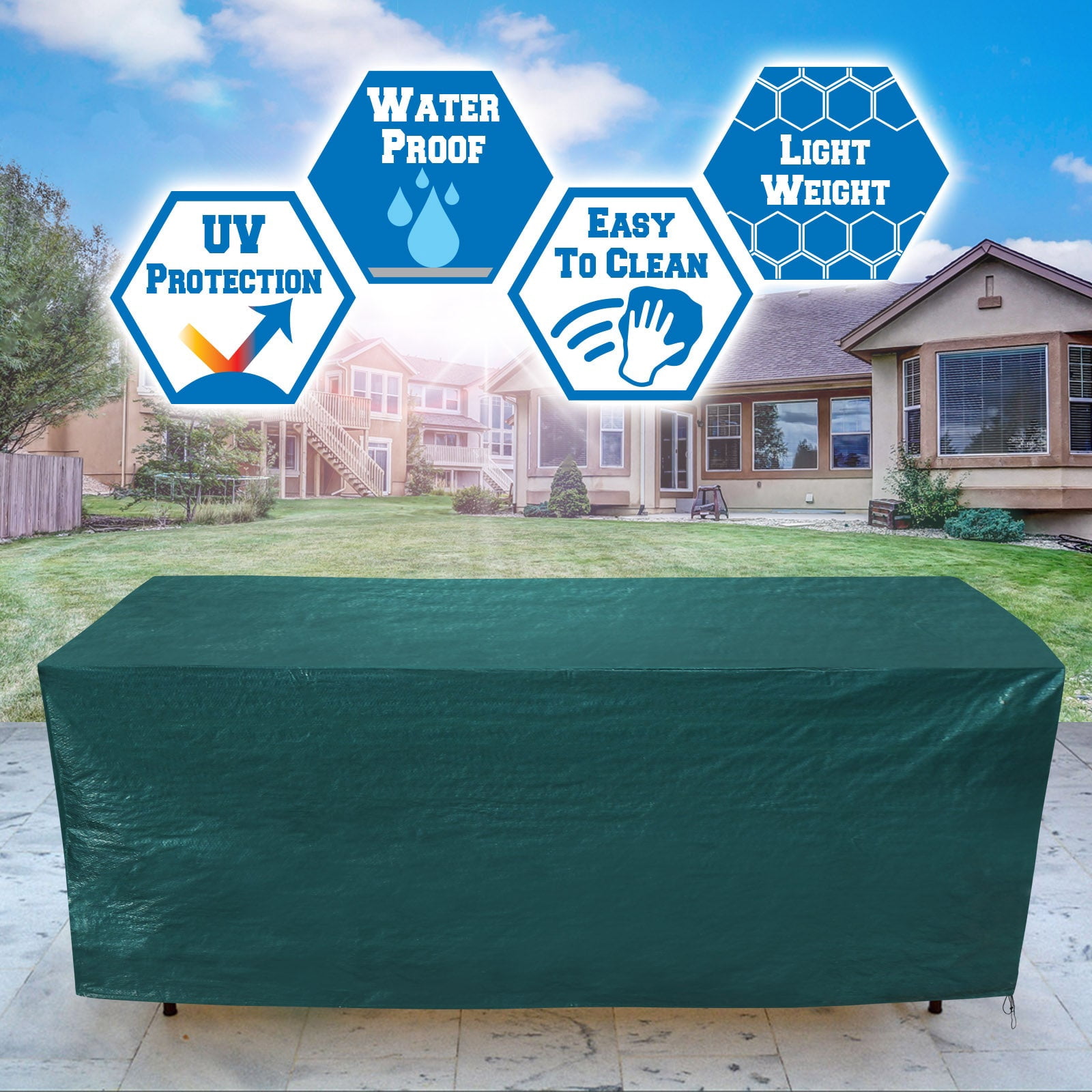 SUNNYOUTDOOR 85''x39''x42'' Outdoor Funiture Cover Patio Garden Chaise Lounge Chair Protector Furniture Cover-Green