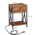 thumbnail image 4 of VECELO Set of 2 Nightstand with Charging Station and USB Ports, End Table Side Table with Drawer and Shelf for Bedroom, Living Room, Sofa Couch, Brown, 4 of 10