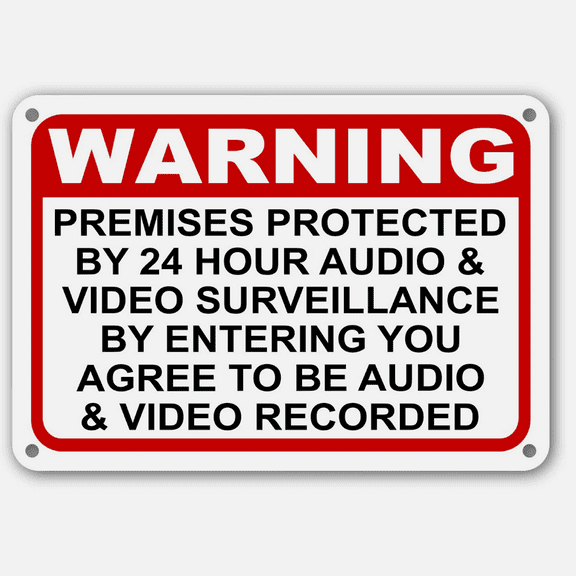 Warning Premises under 24 Hr Audio Video Surveillance home security cctv Signs