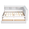 thumbnail image 6 of Full Bed Frame with Storage Bookcase and Drawers, Multifunctional Wood Platform Bed for Bedroom, White, 6 of 10