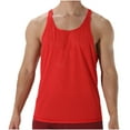thumbnail image 2 of WAVSUF Summer Sports Sleeveles Vest for Mens Solid Color Quick Dry Tank Tops Round Neck Pullover Red Size XL, 2 of 7
