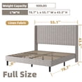 thumbnail image 3 of Frostbloom Full Size Linen Fabric Platform Bed Frame with Vertical Channel Tufted Wingback Headboard, Beige, 3 of 7